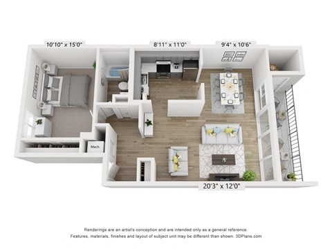 A3 Floor Plan at Copper and Quarry Village, Pikesville, MD