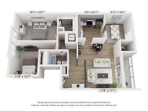 B03 Floor Plan at Copper and Quarry Village, Pikesville, MD
