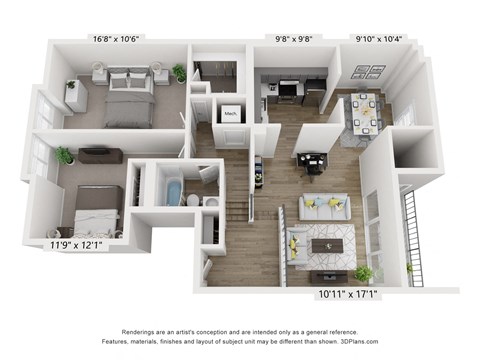 B04 Floor Plan at Copper and Quarry Village, Pikesville, 21209