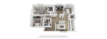 a floor plan of a 1 bedroom floor plan