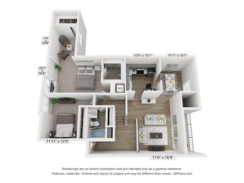 B07 Floor Plan at Copper and Quarry Village, Pikesville, MD