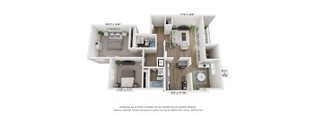 a 3d floor plan of a 2100 sqft