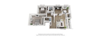 a stylized floor plan of a 1 bedroom floor plan