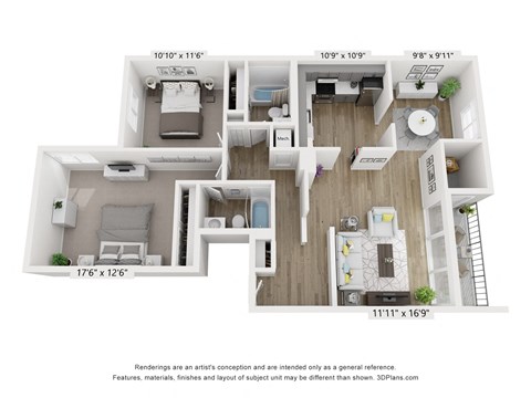 B13 Floor Plan at Copper and Quarry Village, Pikesville, 21209