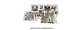 a 3 bedroom floor plan with a bathroom and a balcony
