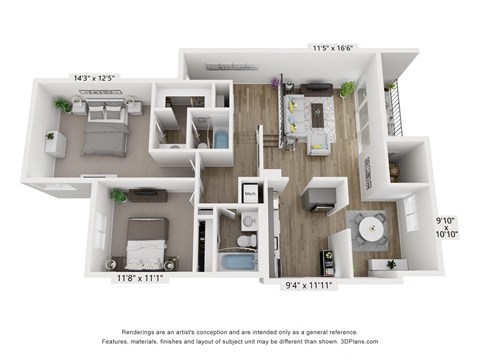 B16 Floor Plan at Copper and Quarry Village, Pikesville, MD