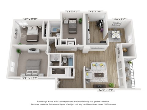 C2 Floor Plan at Copper and Quarry Village, Pikesville, MD