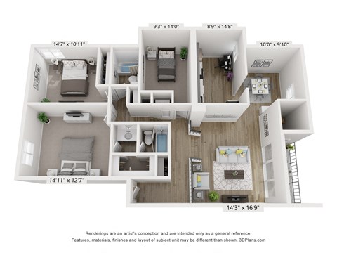 C3 Floor Plan at Copper and Quarry Village, Pikesville, MD, 21209