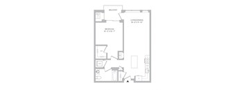 a floor plan of a 1 bedroom floor plan