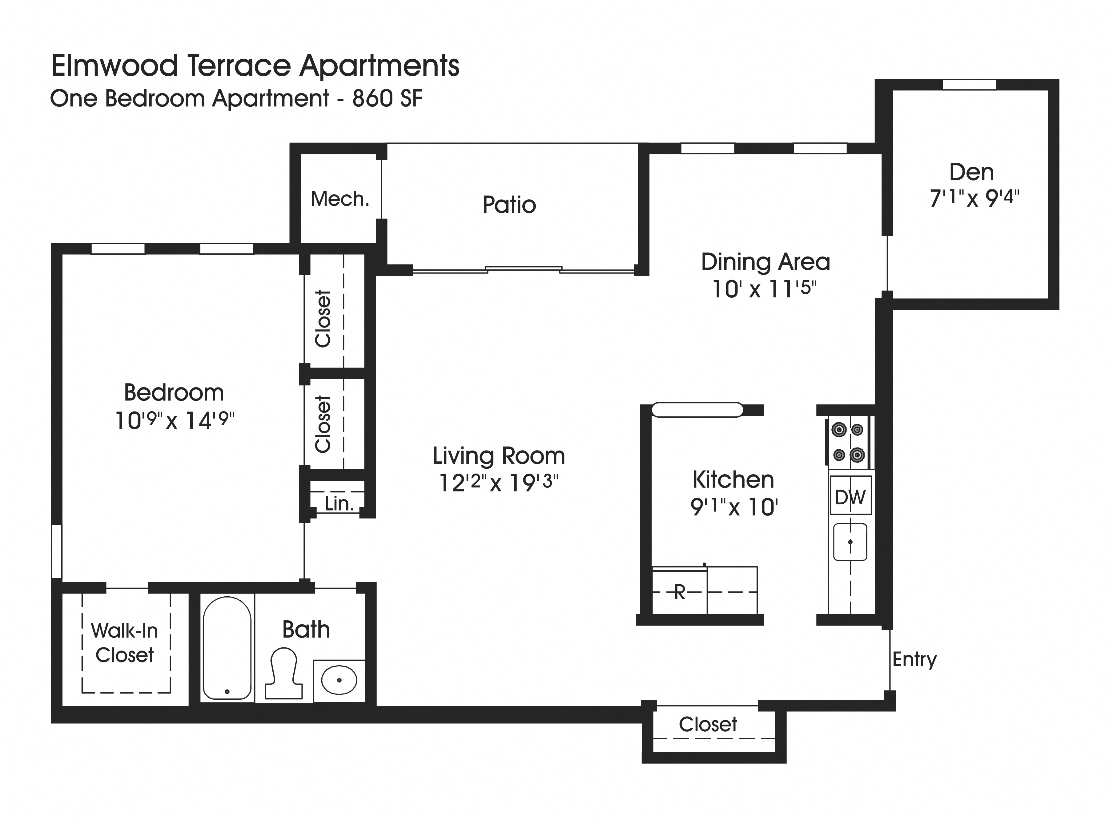 1BR 1BA_860sf at The Apartments at Elmwood Terrace, Frederick, Maryland