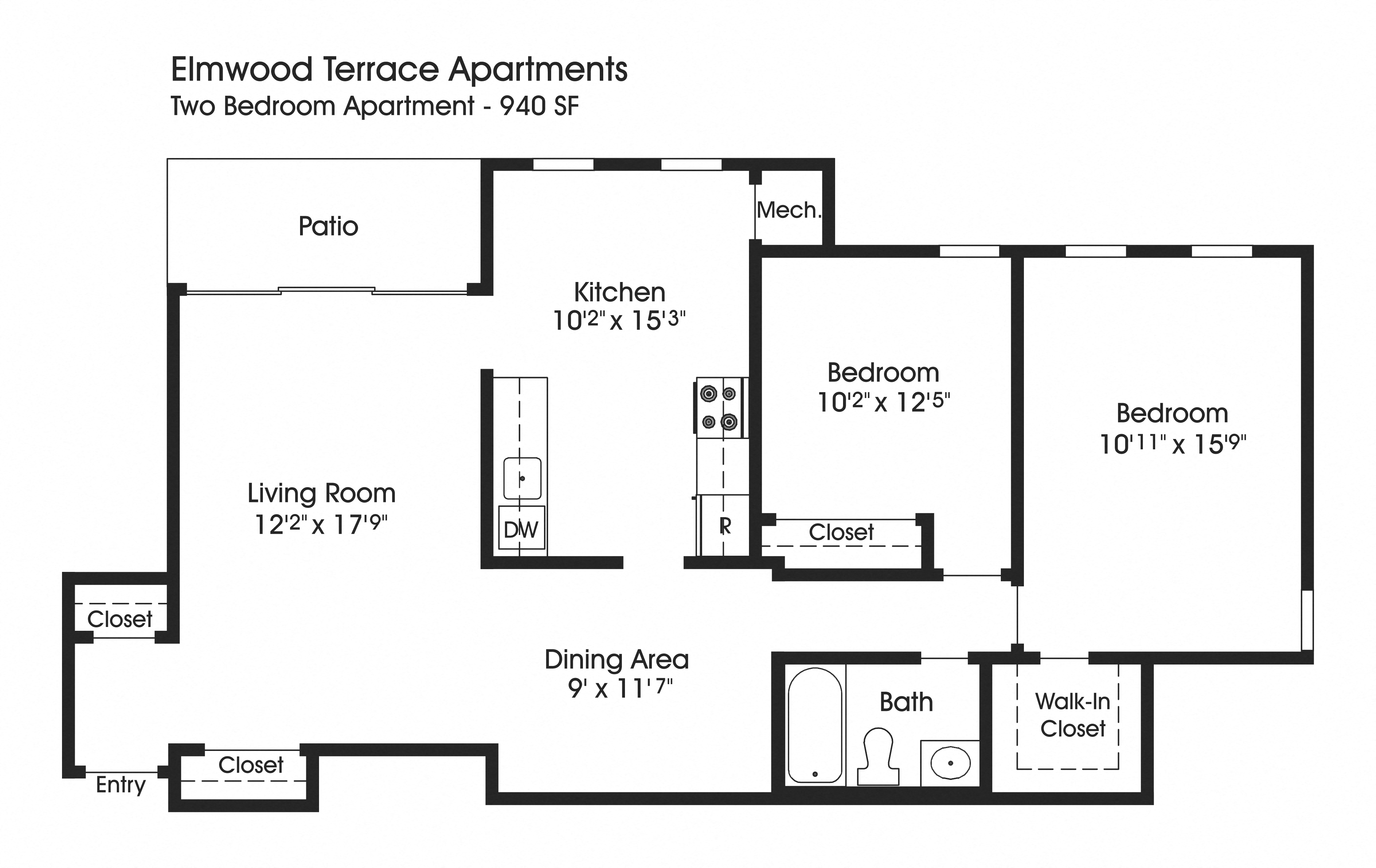 2BR 1BA_940sf at The Apartments at Elmwood Terrace, Maryland, 21702