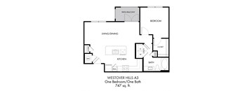 1BR 1BA (747 SF)