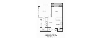 1BR 1BA (806 SF)