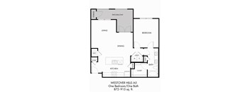 1BR 1BA (872 SF)