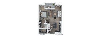 1B1B Floor Plan at District 757 Apartments, Norfolk, VA, 23502