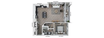A2 Floor Plan at District 757 Apartments, Norfolk, 23502