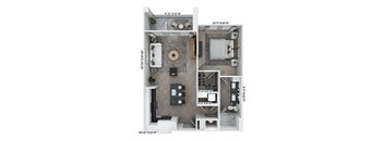 A3 Floor Plan at District 757 Apartments, Norfolk, Virginia