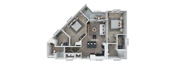 B3 Floor Plan at District 757 Apartments, Norfolk, VA, 23502
