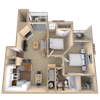 2BR 1BA (790 SF)