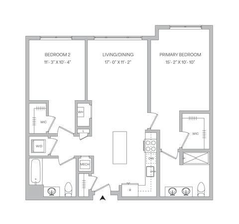 a floor plan of a bedroom apartment