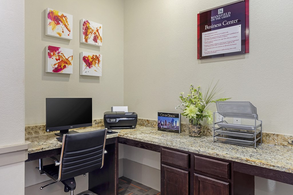 Business Center With Computer at Mansfield on the Green, Texas, 76063