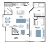 1BR 1BA (808 SF)