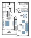 1BR 1BA (793 SF)