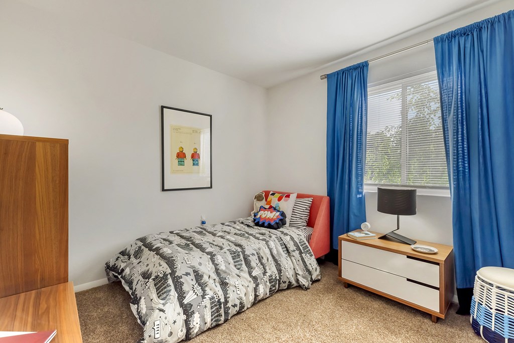 a bedroom with a bed and a dresser and a window at Quail Ridge, Plainsboro Township, NJ, 08536