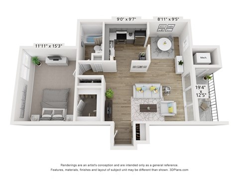 A1 Floor Plan at Copper and Quarry Village, Maryland, 21209