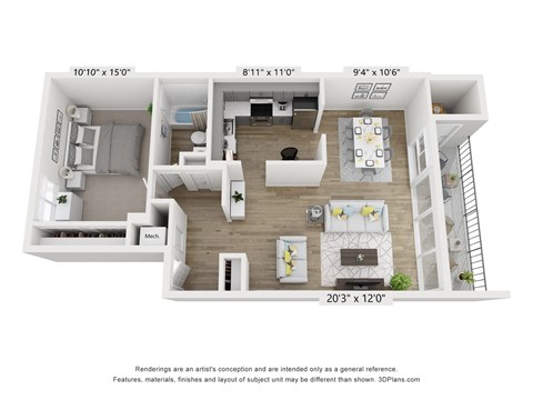 A4 Floor Plan at Copper and Quarry Village, Pikesville, 21209