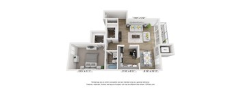 a 3d floor plan of a studio apartment
