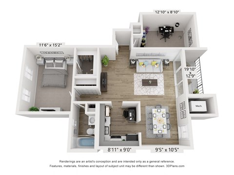 A7 Floor Plan at Copper and Quarry Village, Pikesville, MD, 21209