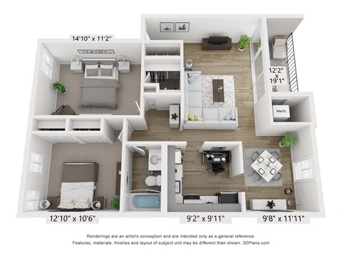 B01 Floor Plan at Copper and Quarry Village, Pikesville, MD
