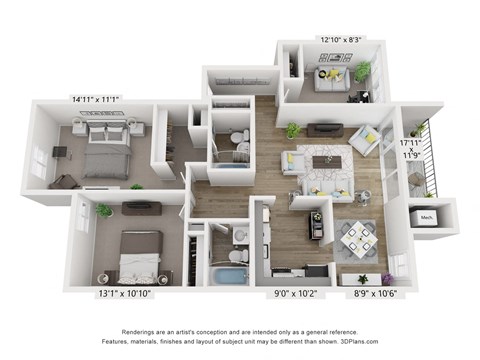 B18 Floor Plan at Copper and Quarry Village, Pikesville, 21209
