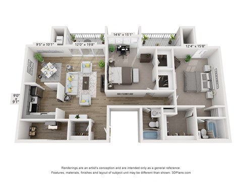 B22 Floor Plan at Copper and Quarry Village, Maryland, 21209