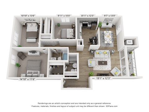 C1 Floor Plan at Copper and Quarry Village, Pikesville, 21209