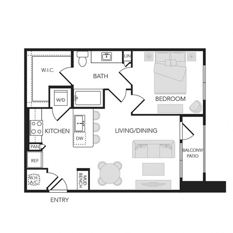 1BR 1BA (712 SF)