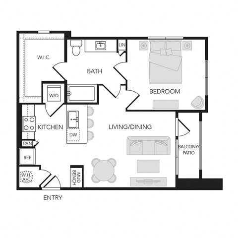 1BR 1BA (765 SF)