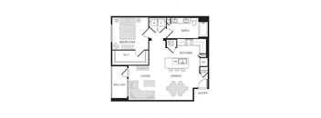 1BR 1BA (A05- 862 SF)