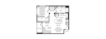 1BR 1BA (A06 - 862 SF)