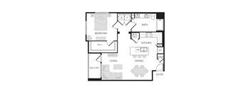 1BR 1BA (908 SF)