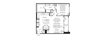 1BR 1BA (961 SF)