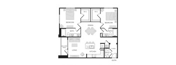 1BR 1BA (1227 SF)