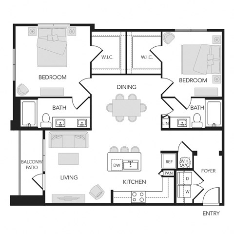 2BR 2BA (1209 SF)