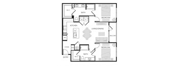 2BR 2BA (1091 SF)