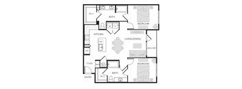 2BR 2BA (B2 - 1102 SF)