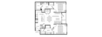 2BR 2BA (B3 - 1102 SF)