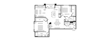 1BR 1BA (1458 SF)
