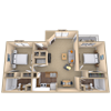 2BR 2BA (1017 SF)