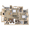 2BR 2BA (1061 SF)